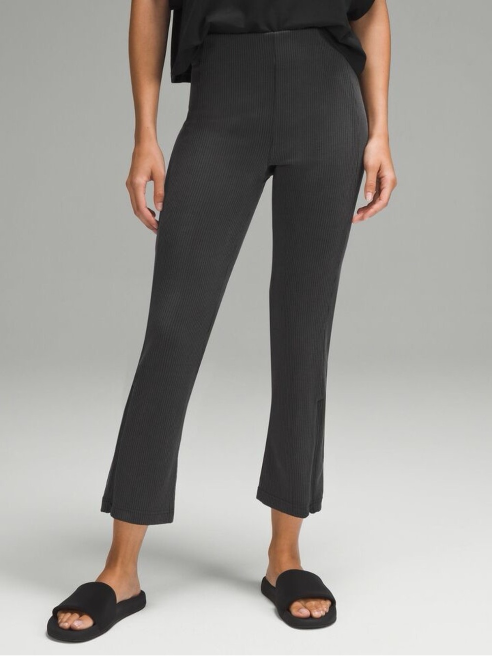 Lululemon Softstreme Ribbed High Rise Crop Athleisure Pant Black 6